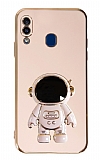 Eiroo Astronot Samsung Galaxy A20 / A30 Standl Pembe Silikon Klf