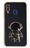 Eiroo Astronot Samsung Galaxy A20 / A30 Standl Siyah Silikon Klf