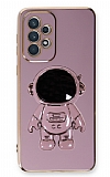 Eiroo Astronot Samsung Galaxy A73 Standlı Mor Silikon Kılıf