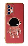 Eiroo Astronot Samsung Galaxy A73 Standlı Kırmızı Silikon Kılıf