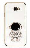 Eiroo Astronot Samsung Galaxy J4 Plus Standlı Beyaz Silikon Kılıf
