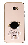 Eiroo Astronot Samsung Galaxy J4 Plus Standlı Pembe Silikon Kılıf