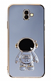 Eiroo Astronot Samsung Galaxy J6 Plus Standlı Mavi Silikon Kılıf