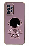Eiroo Astronot Samsung Galaxy A52 / A52 5G Standlı Mor Silikon Kılıf