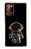 Eiroo Astronot Samsung Galaxy Note 20 Standlı Siyah Silikon Kılıf