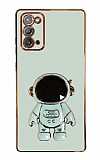 Eiroo Astronot Samsung Galaxy Note 20 Standlı Yeşil Silikon Kılıf