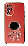 Eiroo Astronot Samsung Galaxy Note 20 Ultra Standlı Kırmızı Silikon Kılıf