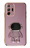 Eiroo Astronot Samsung Galaxy Note 20 Ultra Standlı Mor Silikon Kılıf