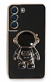 Eiroo Astronot Samsung Galaxy S21 FE 5G Standlı Siyah Silikon Kılıf