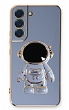 Eiroo Astronot Samsung Galaxy S21 FE 5G Standlı Mavi Silikon Kılıf