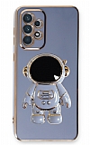 Eiroo Astronot Samsung Galaxy A72 / A72 5G Standlı Mavi Silikon Kılıf