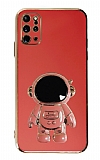Eiroo Astronot Samsung Galaxy S20 Plus Standlı Kırmızı Silikon Kılıf