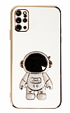 Eiroo Astronot Samsung Galaxy S20 Plus Standlı Beyaz Silikon Kılıf