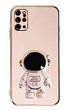 Eiroo Astronot Samsung Galaxy S20 Plus Standlı Pembe Silikon Kılıf