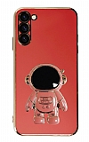 Eiroo Astronot Samsung Galaxy S23 Standlı Kırmızı Silikon Kılıf