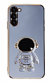 Eiroo Astronot Samsung Galaxy S23 Standlı Mavi Silikon Kılıf