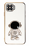 Eiroo Astronot Oppo Reno4 Lite Standl Beyaz Silikon Klf