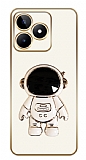 Eiroo Astronot Realme C53 Standl Kamera Korumal Beyaz Silikon Klf