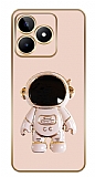 Eiroo Astronot Realme C53 Standl Kamera Korumal Pembe Silikon Klf