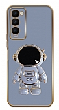 Eiroo Astronot Tecno Camon 18 Premier Standl Mavi Silikon Klf