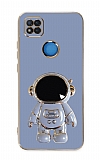 Eiroo Astronot Xiaomi Poco C3 Standlı Mavi Silikon Kılıf