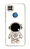 Eiroo Astronot Xiaomi Poco C3 Standlı Beyaz Silikon Kılıf