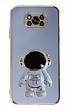 Eiroo Astronot Xiaomi Poco X3 Standlı Mavi Silikon Kılıf