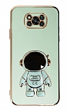 Eiroo Astronot Xiaomi Poco X3 Standlı Yeşil Silikon Kılıf