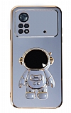 Eiroo Astronot Xiaomi Poco X4 Pro 5G Standl Mavi Silikon Klf
