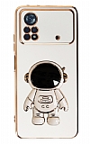 Eiroo Astronot Xiaomi Poco X4 Pro 5G Standl Beyaz Silikon Klf