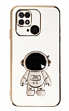 Eiroo Astronot Xiaomi Redmi 10C Standl Beyaz Silikon Klf