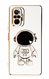Eiroo Astronot Xiaomi Redmi Note 10 Pro Standlı Beyaz Silikon Kılıf