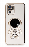 Eiroo Astronot Xiaomi Redmi Note 10S Standlı Beyaz Silikon Kılıf