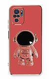 Eiroo Astronot Xiaomi Redmi Note 10S Standlı Kırmızı Silikon Kılıf