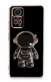 Eiroo Astronot Xiaomi Redmi Note 11 Pro Standlı Siyah Silikon Kılıf