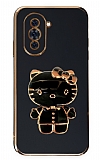 Eiroo Aynalı Kitty Huawei Nova 10 Standlı Siyah Silikon Kılıf
