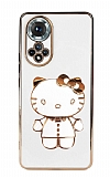 Eiroo Aynal Kitty Huawei nova 9 Standl Beyaz Silikon Klf