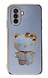 Eiroo Aynal Kitty Huawei Nova Y70 Standl Mavi Silikon Klf