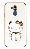 Eiroo Aynal Kitty Huawei Mate 20 Lite Standl Beyaz Silikon Klf