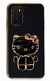 Eiroo Aynalı Kitty Oppo A16 Standlı Siyah Silikon Kılıf