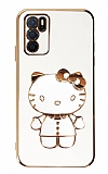 Eiroo Aynalı Kitty Oppo A16 Standlı Beyaz Silikon Kılıf