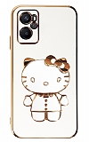 Eiroo Aynal Kitty Oppo A36 Standl Beyaz Silikon Klf