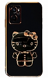 Eiroo Aynalı Kitty Oppo A76 Standlı Siyah Silikon Kılıf