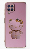 Eiroo Aynal Kitty Samsung Galaxy A12 Standl Mor Silikon Klf