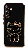 Eiroo Aynal Kitty Samsung Galaxy A14 4G Standl Siyah Silikon Klf