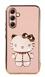Eiroo Aynal Kitty Samsung Galaxy A14 4G Standl Pembe Silikon Klf
