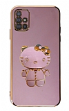 Eiroo Aynal Kitty Samsung Galaxy A51 Standl Mor Silikon Klf