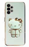 Eiroo Aynalı Kitty Samsung Galaxy A52 Standlı Yeşil Silikon Kılıf