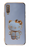 Eiroo Aynalı Kitty Samsung Galaxy A7 2018 Standlı Mavi Silikon Kılıf