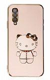 Eiroo Aynalı Kitty Samsung Galaxy A70 Standlı Pembe Silikon Kılıf